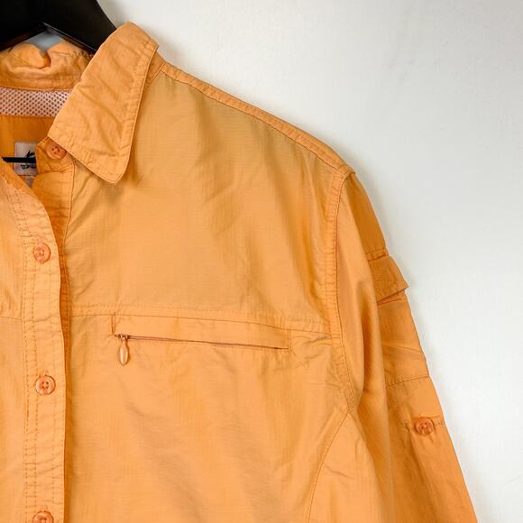World Wide Sportsman Womens Size L Nylon Fishing Utility Shirt Outdoors Orange - Picture 2 of 8